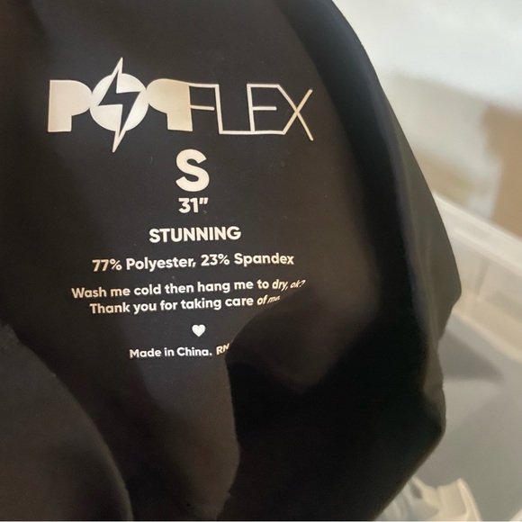 Popflex black bell bottom 31” crisscross waist leggings size small - Picture 3 of 6